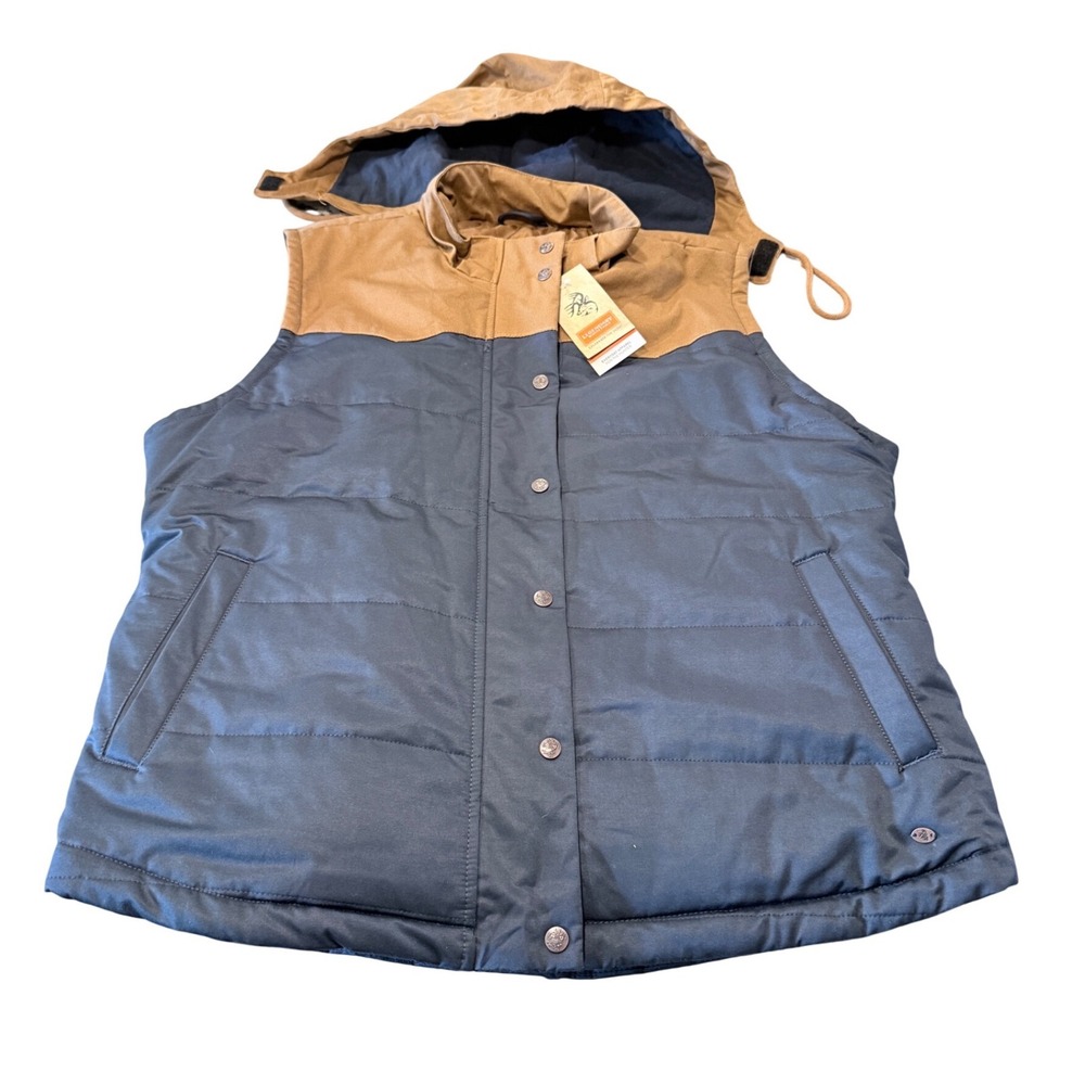 Legendary Whitetails Women 2X Western Concealed Carry Vest Navy Tan Hooded  NEW